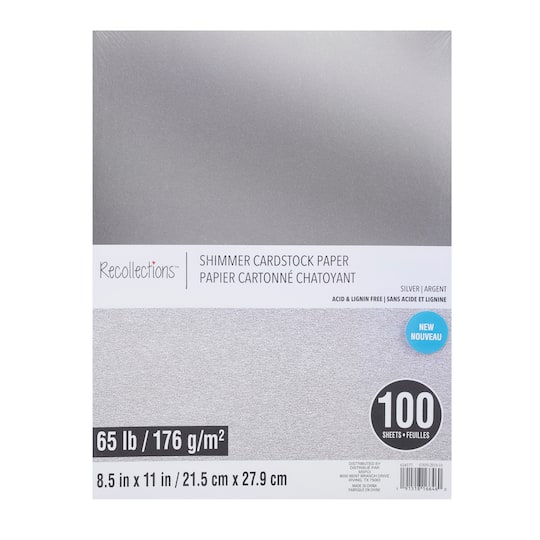 9 Packs: 100 ct. (900 total) Silver Shimmer 8.5" x 11" Cardstock Paper by Recollections™